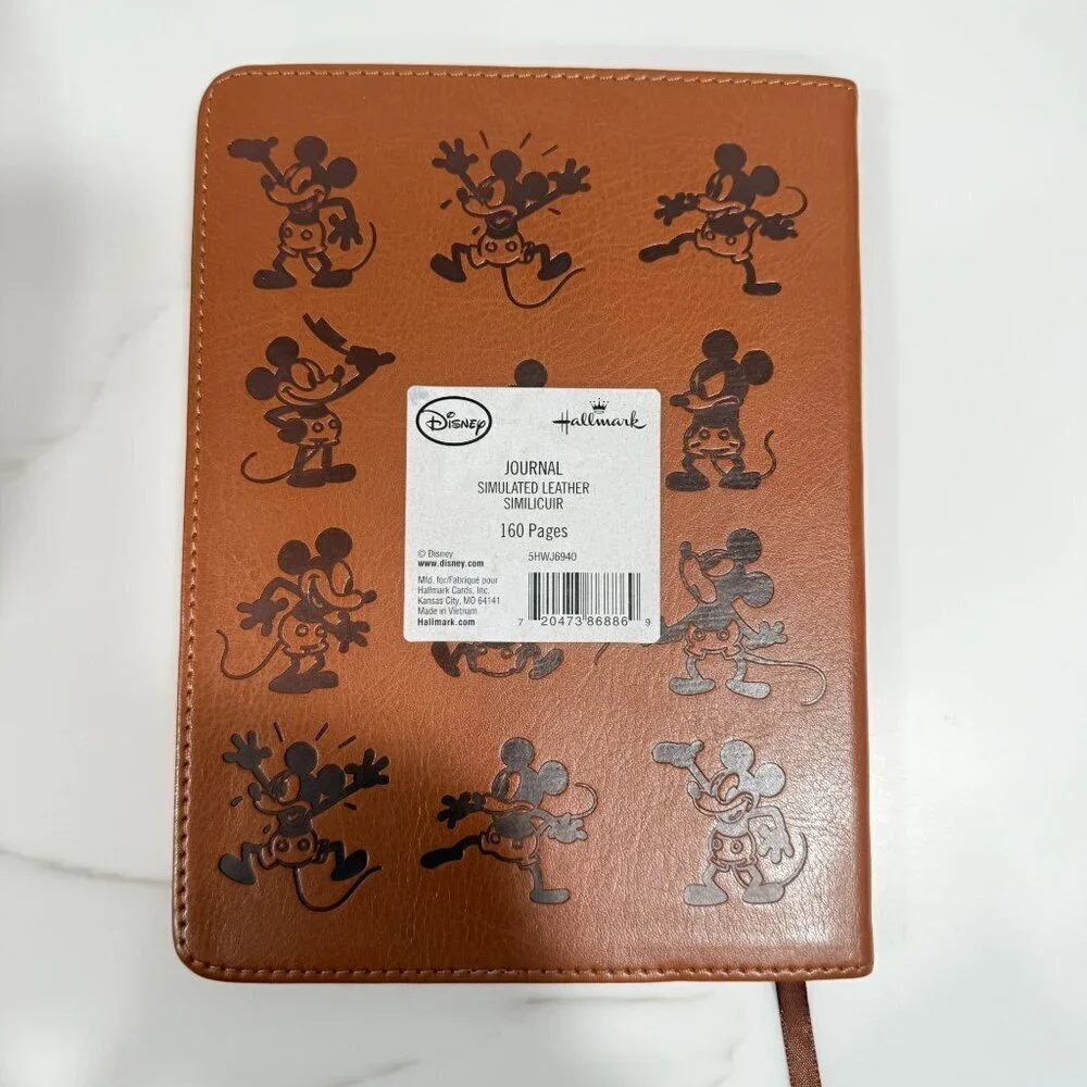 Disney‎ Mickey Mouse Faux Leather Journal Notebook 12 Embossed Poses 8